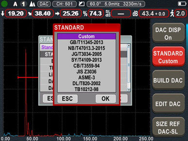120dB 3000Hz 25meters DAC AVGのDGS AWS Bスキャン自動口径測定の携帯用欠陥の探知器超音波Ndtの装置